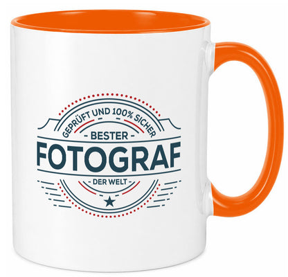 Geprüft und sicher: Fotograf | Fotografie Kamera Humor Geschenkidee Tasse