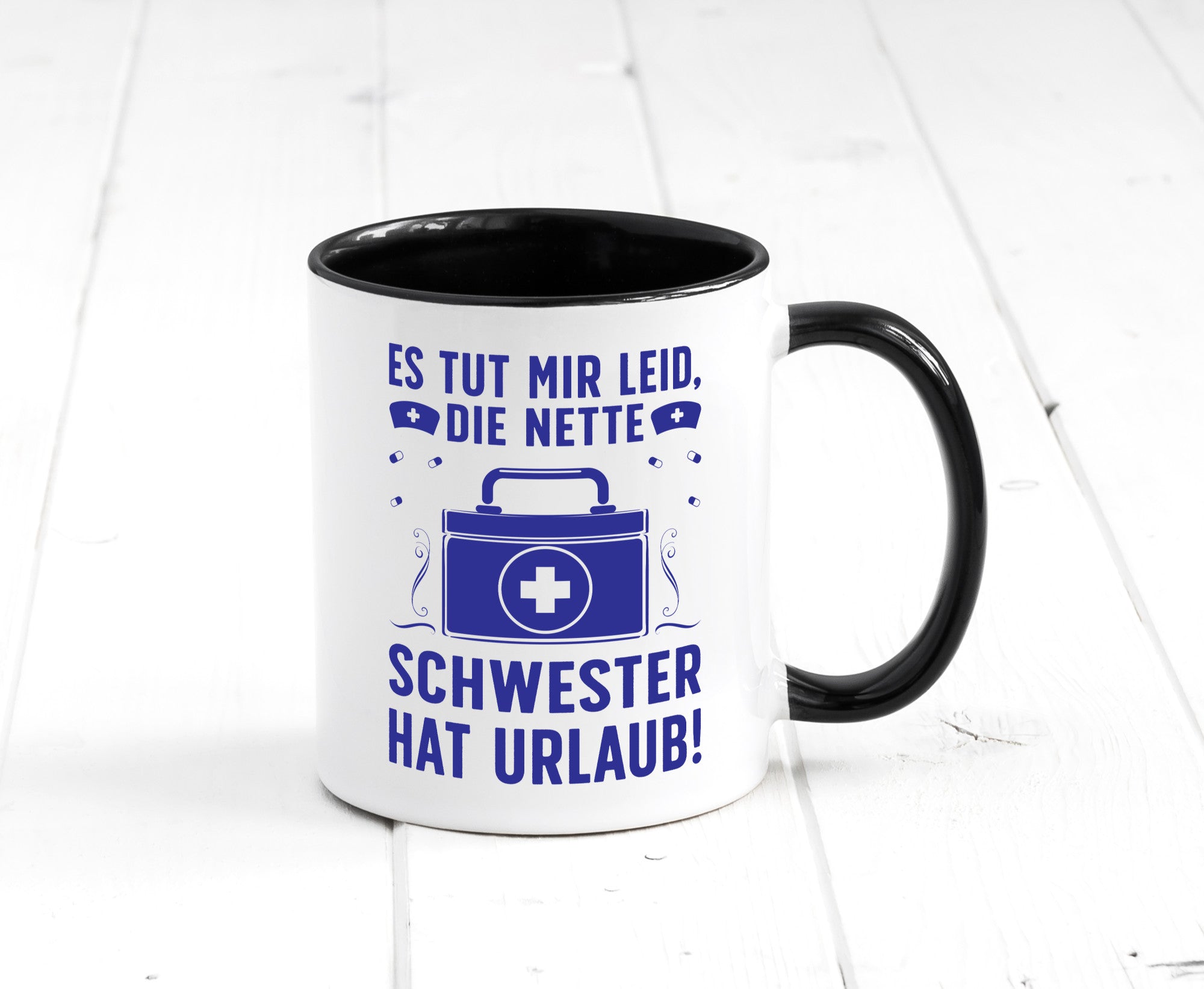 Nette Schwester hat Urlaub | Arztkoffer Tabletten lustiger Spruch Geschenk