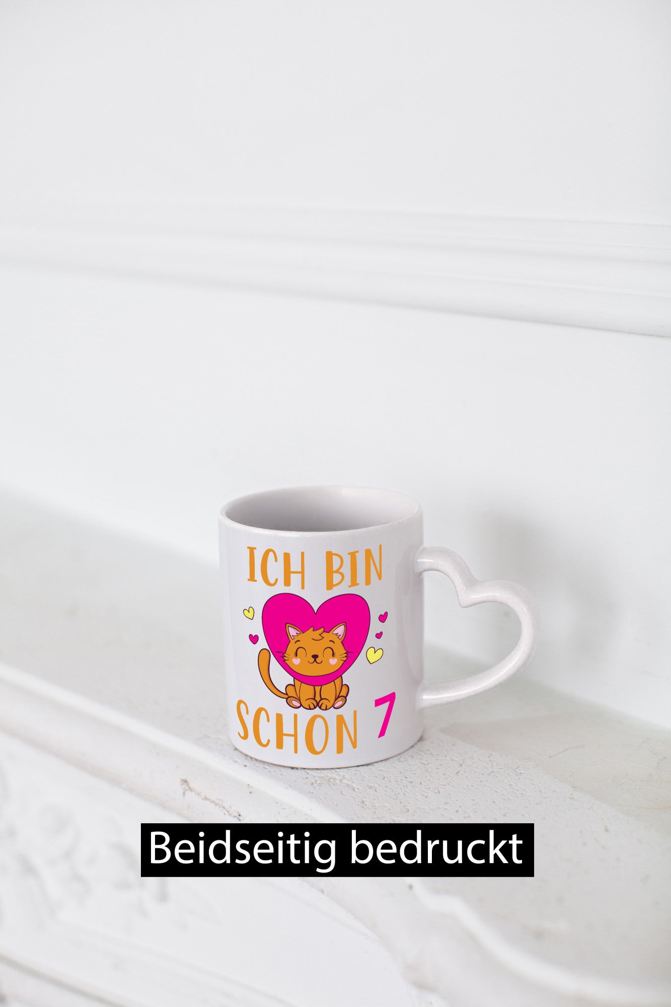 Ich bin schon 7 | Katze Herzchen Geschenkidee Tierliebhaber Humor Tasse