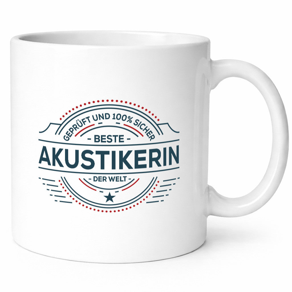 Geprüft und sicher: Akustikerin | Akustik Hörgeräteakustik Humor Geschenkidee