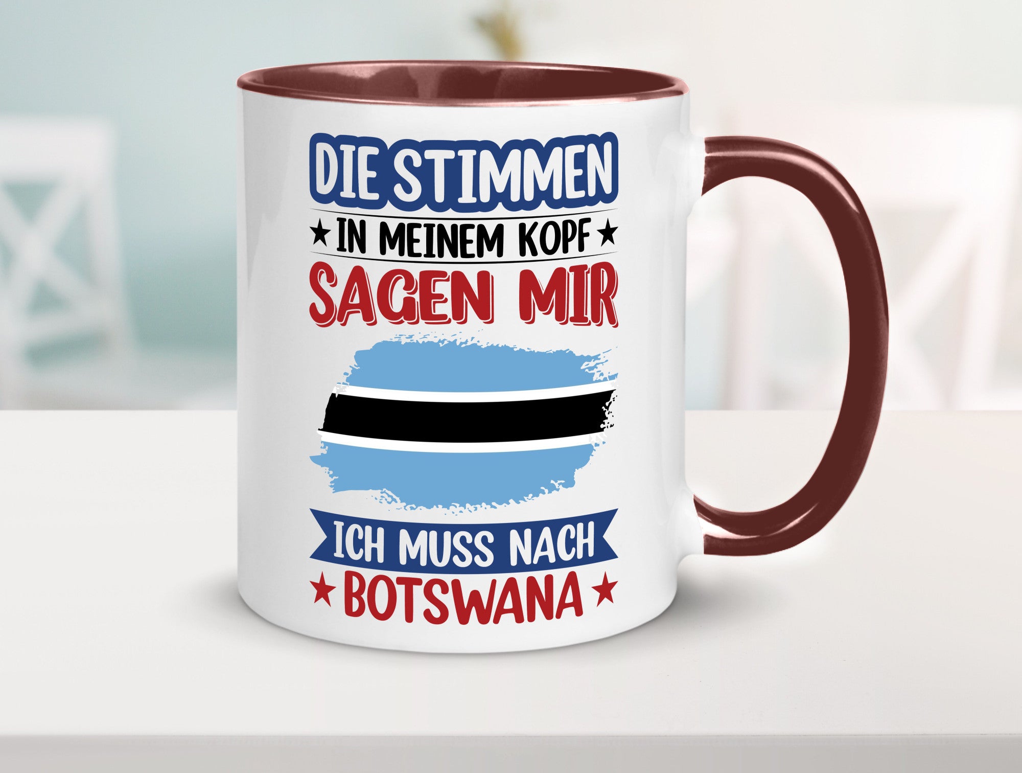 Botswana | Urlaub Stimmen in meinem Kopf Traumland Geschenkidee Humor Tasse