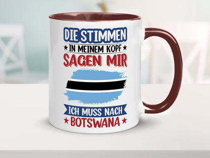 Botswana | Urlaub Stimmen in meinem Kopf Traumland Geschenkidee Humor Tasse