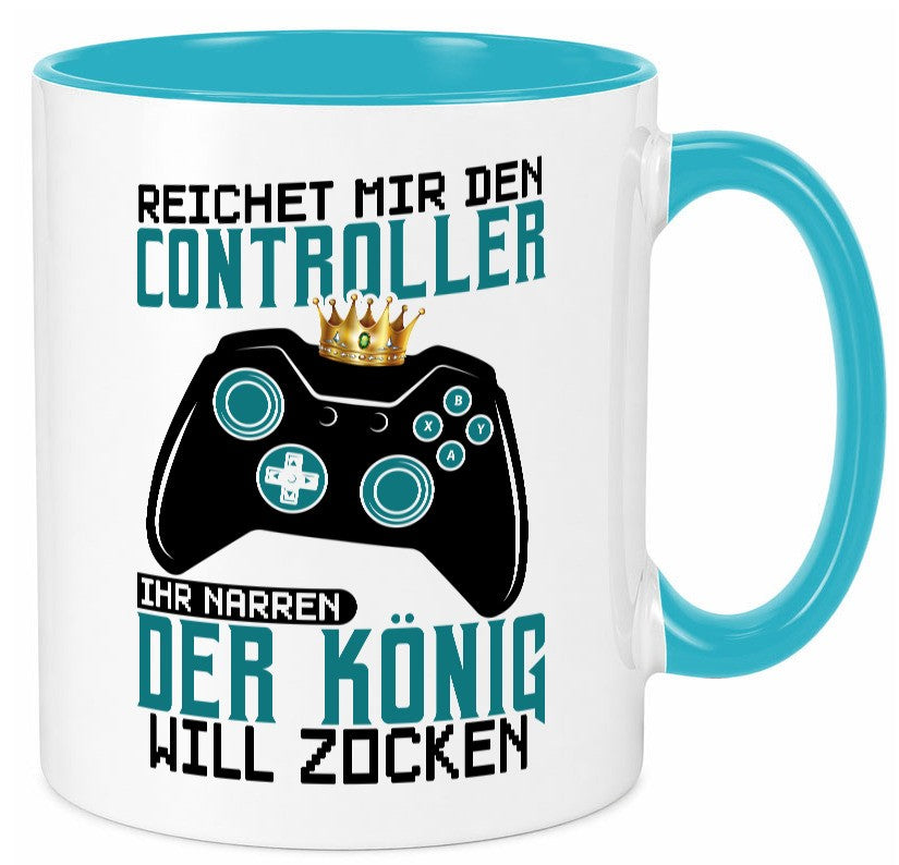Der König will Zocken | Gamer lustiger Spruch Geschenk Humor Geschenkidee Tasse