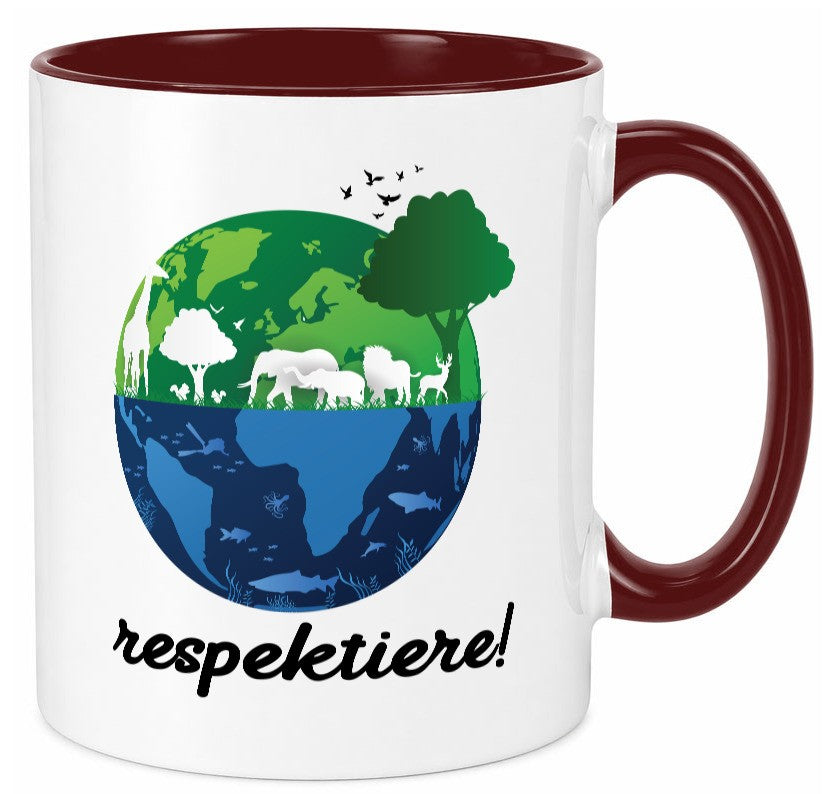 Respektiere | Tiere mit Respekt behandeln lustiger Spruch Geschenk Tasse