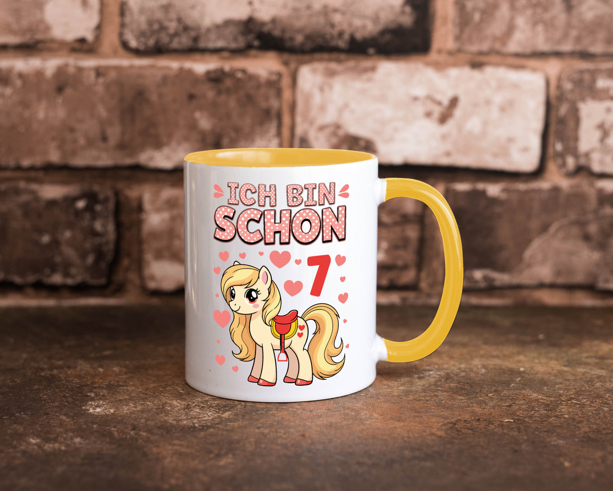 7. Geburtstag | 7 Jahre Mädchen Reiten Pony lustiger Spruch Geschenk Tasse