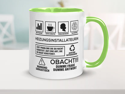 Achtung Probleme Heizungsinstallateurin | Heizung Humor Geschenkidee Tasse
