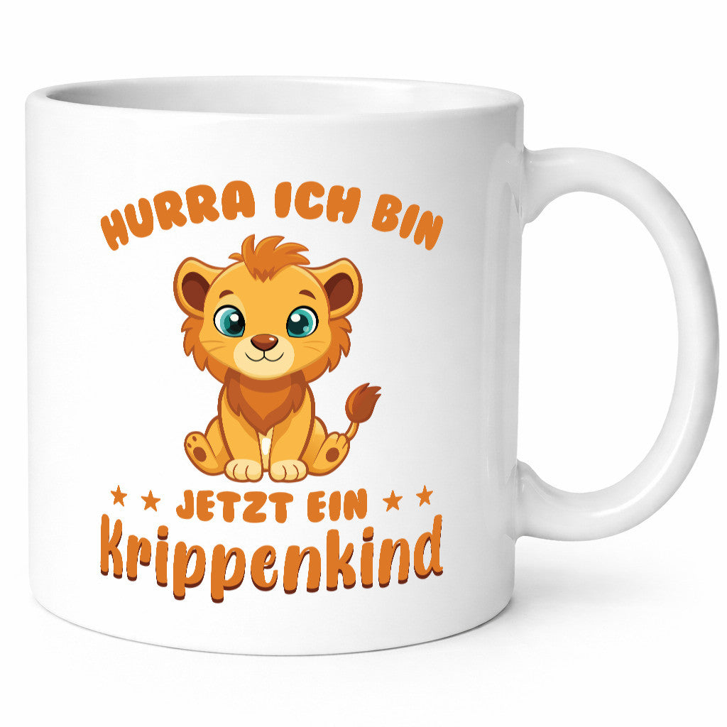 Hurra, ich bin jetzt ein Krippenkind | Löwe Kindergarten Humor Geschenkidee Tasse