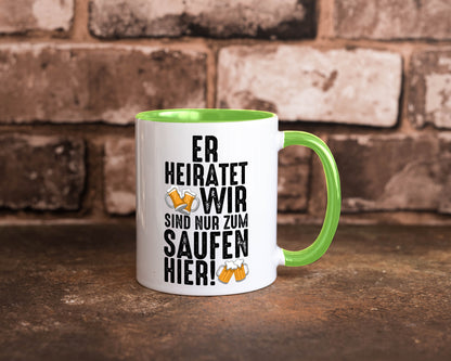 JGA | Er heiratet Junggesellenabschied Polterabend v2 lustiger Spruch Geschenk