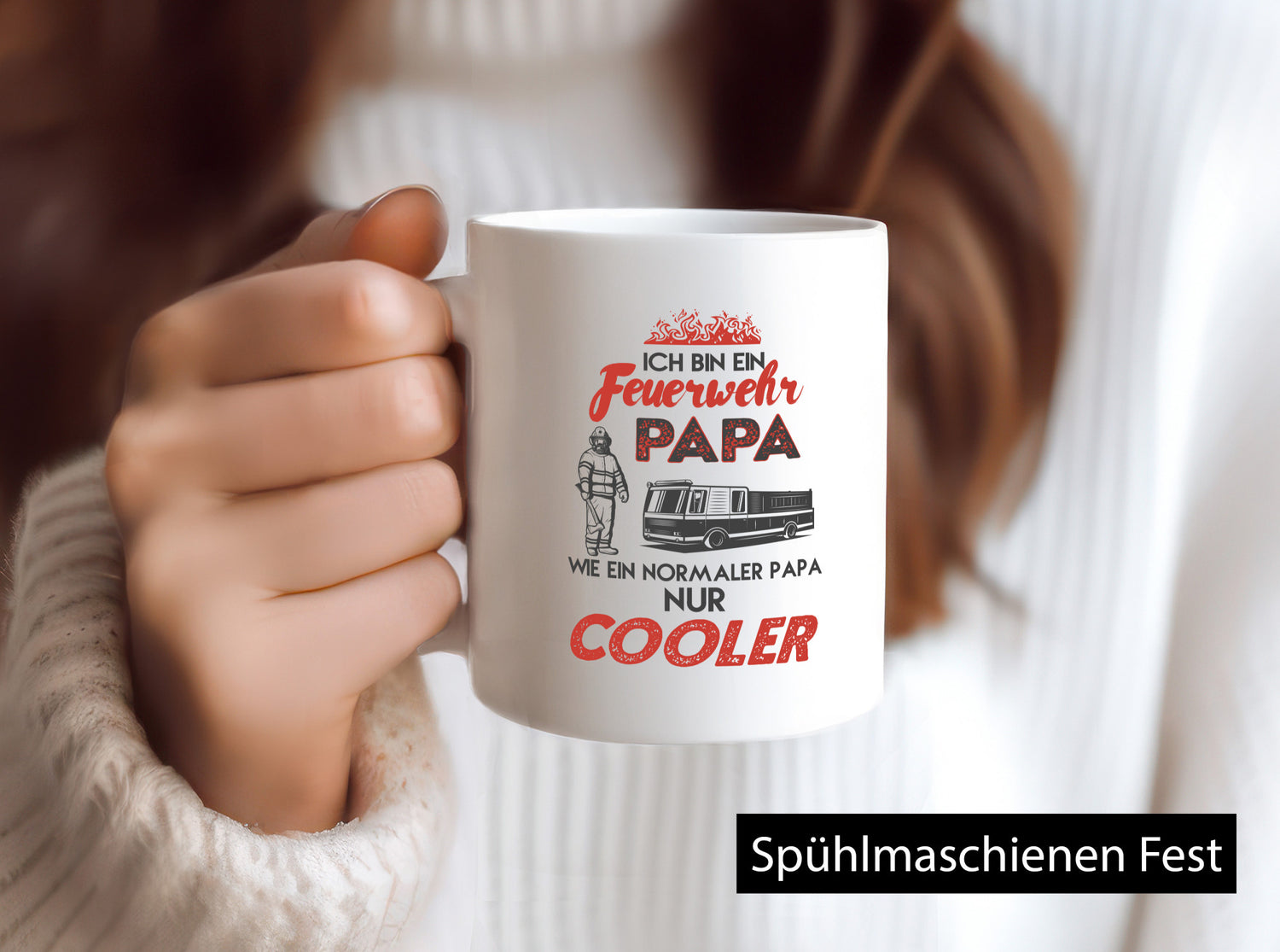 Ich bin ein Feuerwehr Papa wie Normaler nur cooler Geschenkidee Humor Tasse