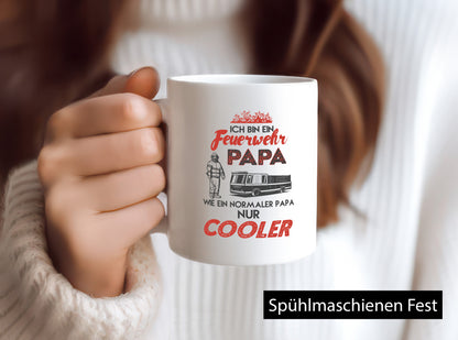 Ich bin ein Feuerwehr Papa wie Normaler nur cooler Geschenkidee Humor Tasse