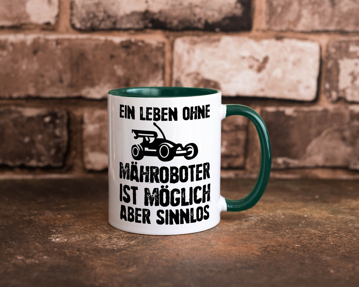 Leben oihne Mähroboter, möglich, aber sinnlos | Garten Geschenkidee Humor Tasse