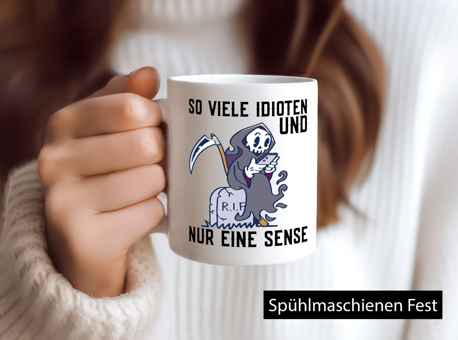 So viele Idioten | Sensenmann Sense Grab RIP Humor Geschenkidee Tasse