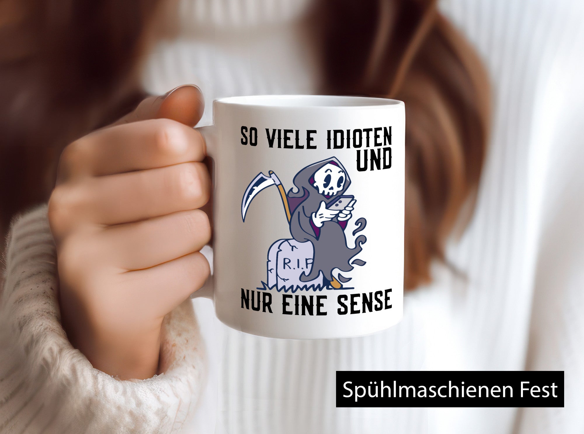 So viele Idioten | Sensenmann Sense Grab RIP Humor Geschenkidee Tasse
