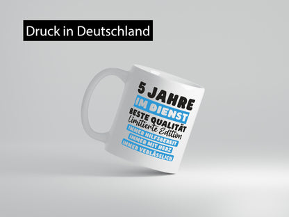 5 Jahre im Dienst | Jubiläum Arbeit v6 Geschenkidee Kollegen Büro Humor Tasse