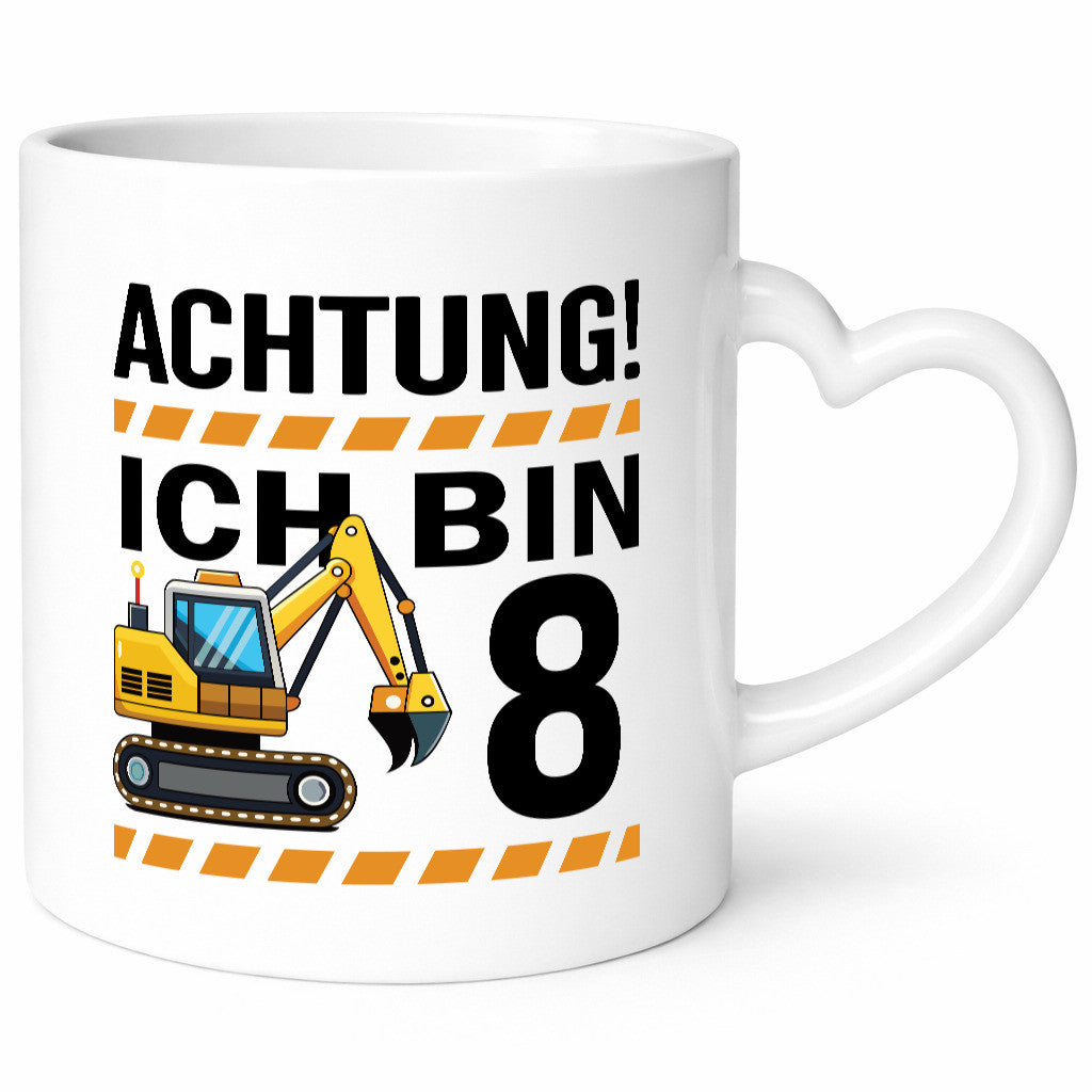 8 Geburtstag Ich bin | Bagger Junge Geschenk Geschenkidee lustiger Spruch Tasse