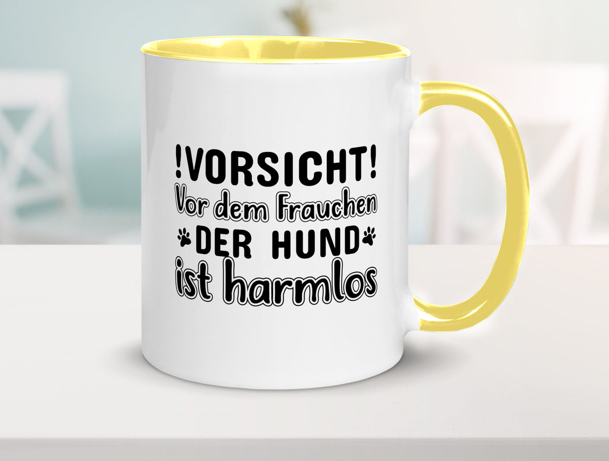 Vorsicht vor dem Frauchen | Hundebesitzerin Pfoten Geschenkidee Tierliebhaber Tasse