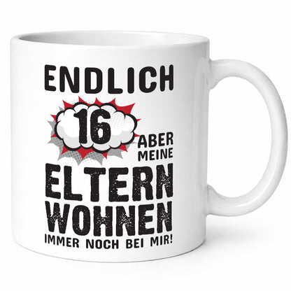 Endlich 16 | Geburtstag Tasse lustiges Statement lustiger Spruch Geschenk