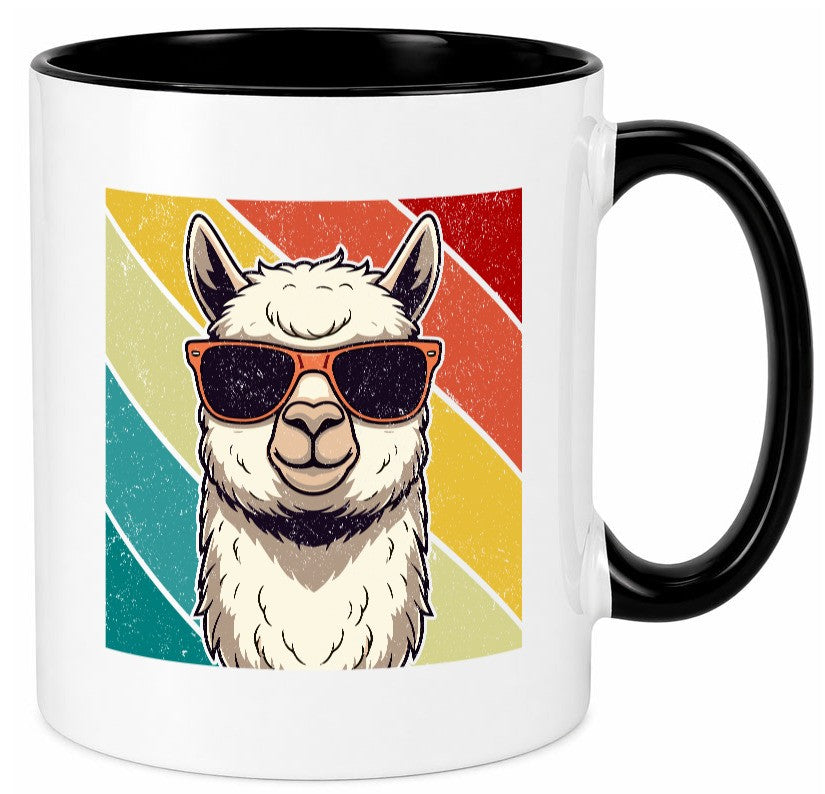 Lama | Retro Alpaka mit Sonnenbrille Geschenk Humor Geschenkidee lustiger Tasse