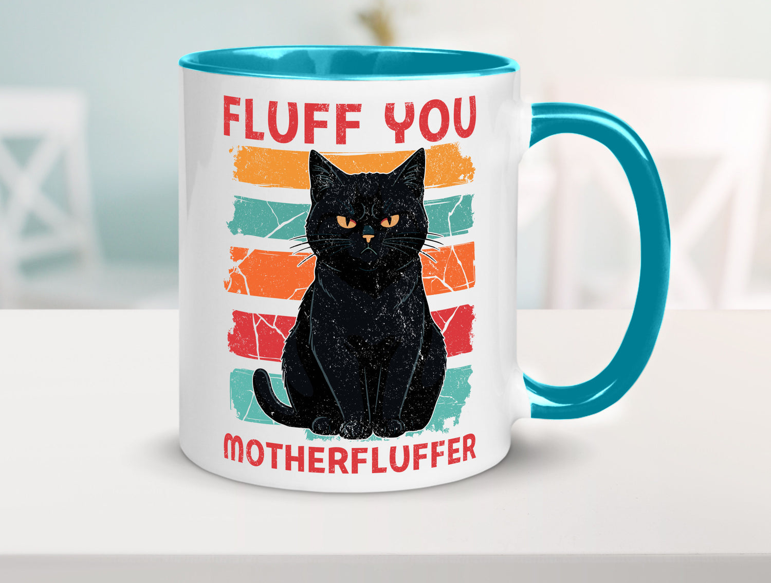 Fluff you Motherfluffer | Schwarze Katze Böse Humor Tierliebhaber Geschenkidee