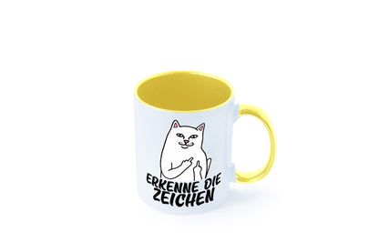 Erkenne die Zeichen | Katze Schatten Mittelfinger Geschenk Tierliebhaber Humor