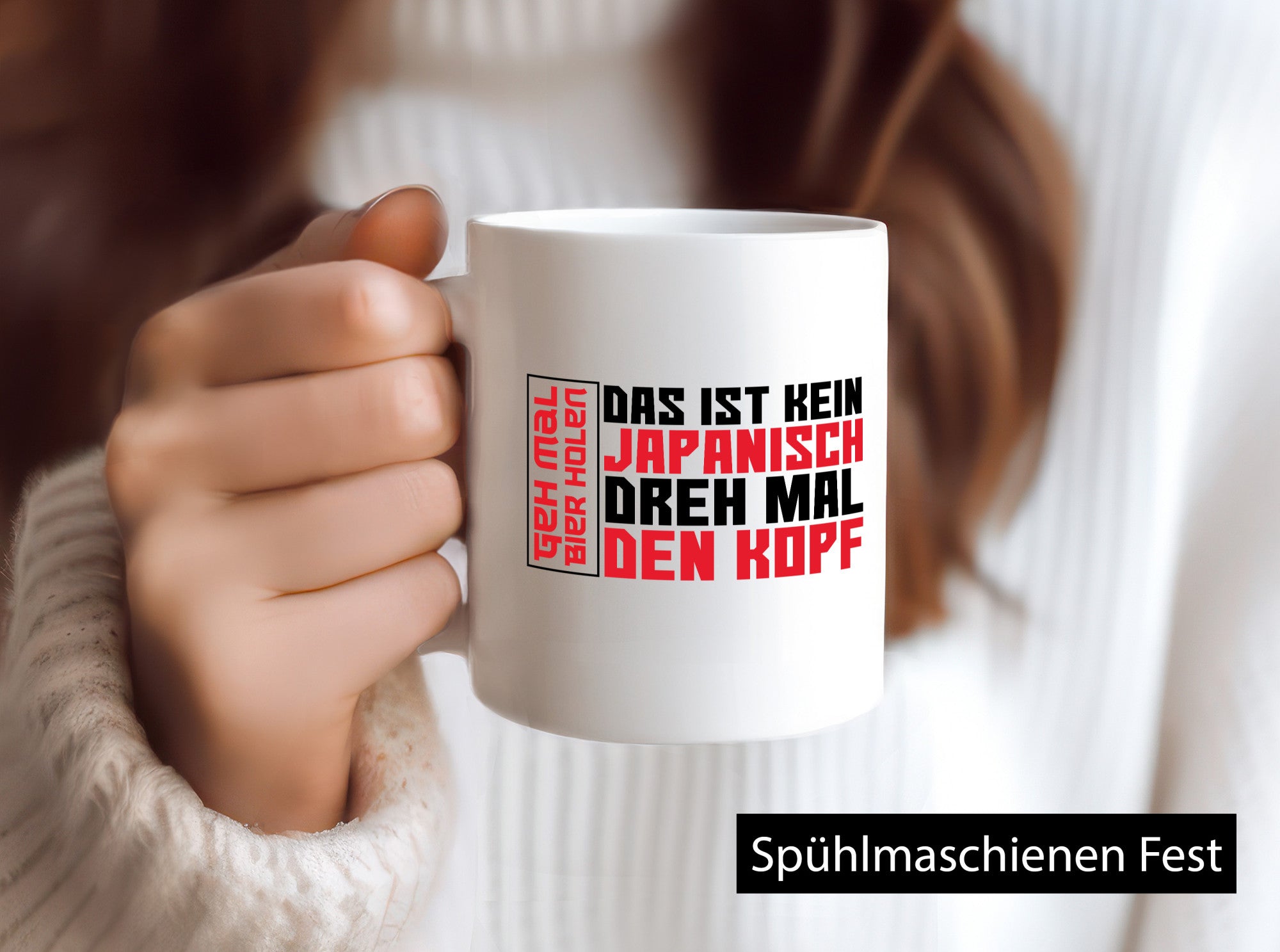 Geh mal Bier holen | Japanisch lustiger Spruch Party Geschenkidee Humor Tasse