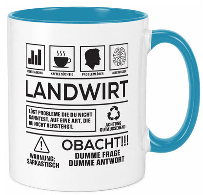 Achtung Probleme Landwirt | Bauer Landwirtschaft Geschenkidee Humor Tasse