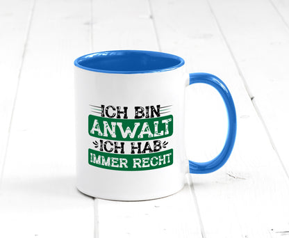 Ich bin Anwalt habe immer Recht | Jura Humor Geschenkidee Tasse
