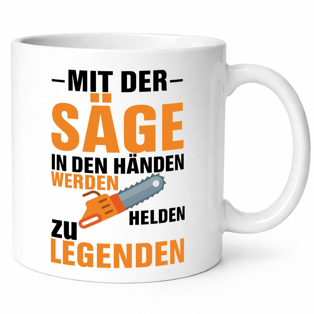 Mit der Säge in den Händen | Holzfäller lustiger Spruch Geschenk Humor