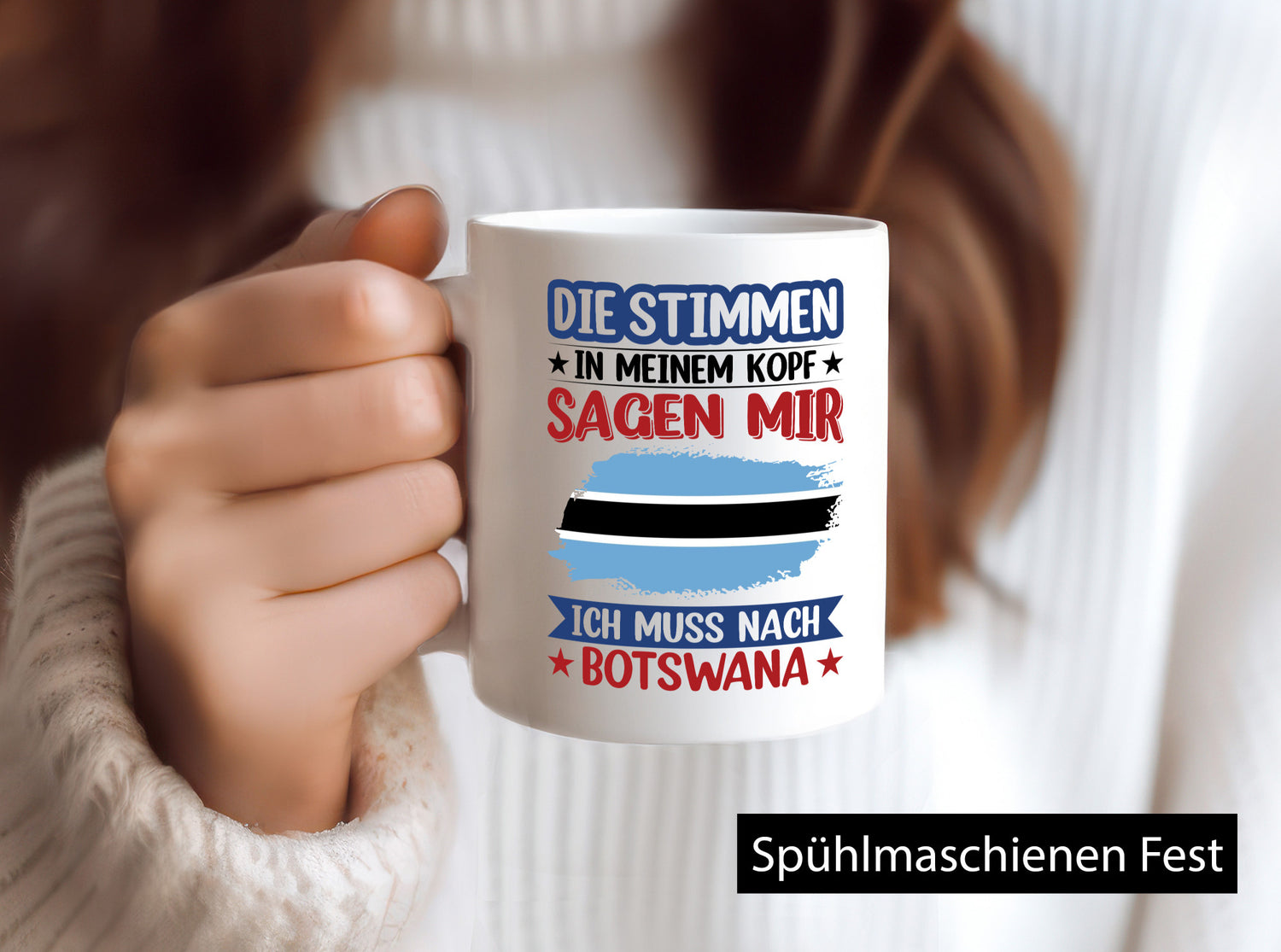 Botswana | Urlaub Stimmen in meinem Kopf Traumland Geschenkidee Humor Tasse