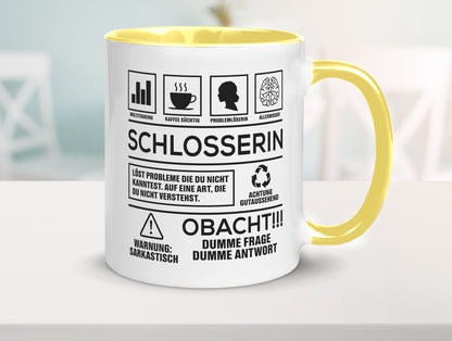 Achtung Probleme Schlosserin | Schlosserei Geschenkidee Humor Tasse