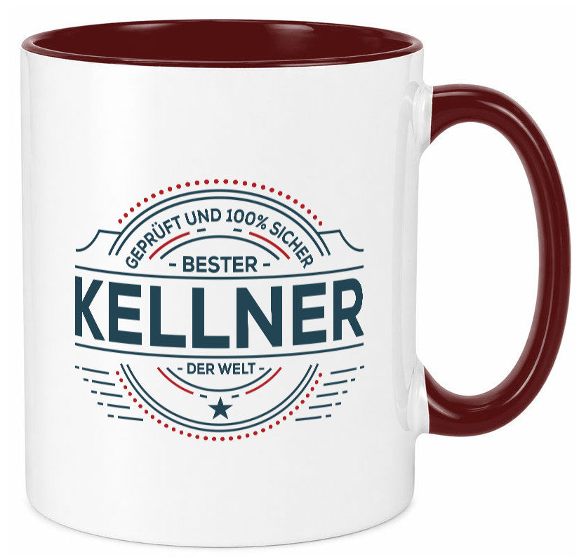 Geprüft und sicher: Kellner | kellnern Bedienung Geschenk Humor Geschenkidee Tasse