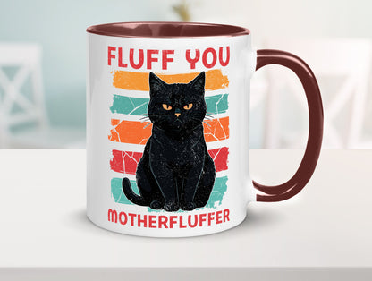 Fluff you Motherfluffer | Schwarze Katze Böse Humor Tierliebhaber Geschenkidee