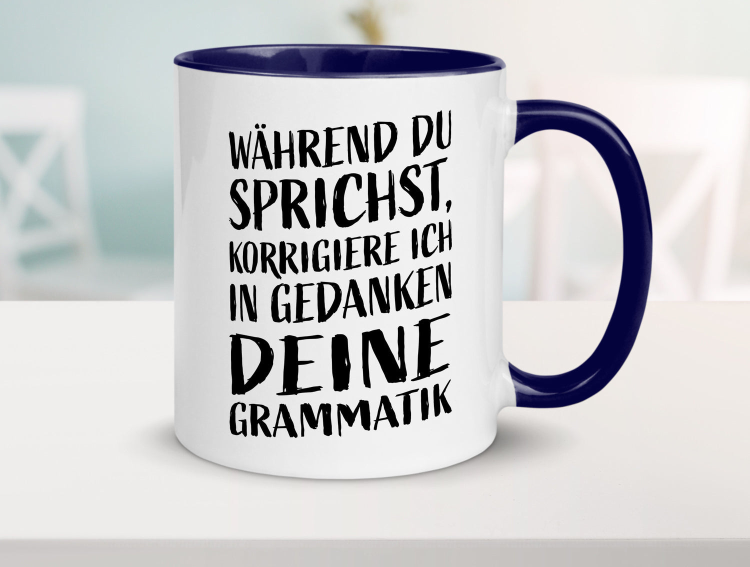 Während du sprichst, Grammatik korrigieren lustiger Spruch Geschenk Humor