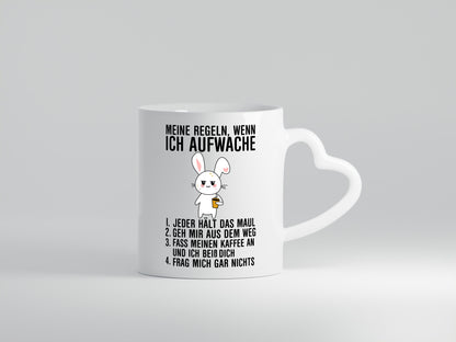 Regeln wenn ich aufwache | Morgenmuffel Hase Kaffee Geschenk Humor Geschenkidee