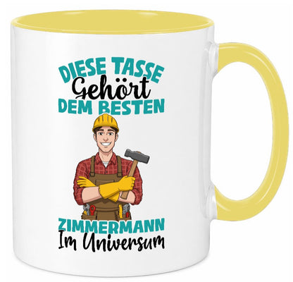 Im Universum: Zimmermann | Handwerker Holzbau Humor Geschenkidee Tasse