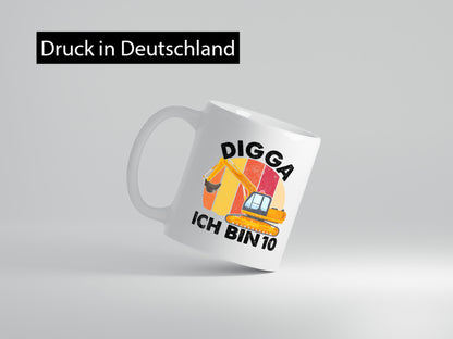 10. Geburtstag | 10 Jahre Bagger Digga lustig Geschenkidee Geschenk Tasse