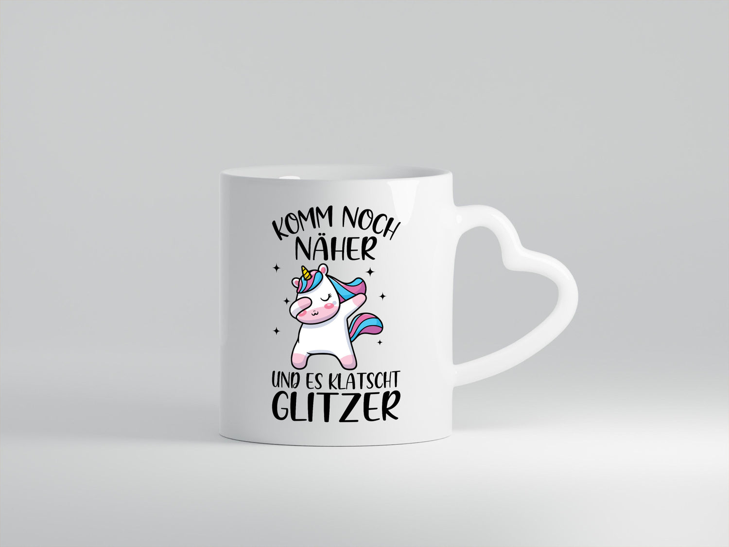Komm näher, es klatscht Glitzer | Einhorn Strerne Geschenkidee Humor Tasse