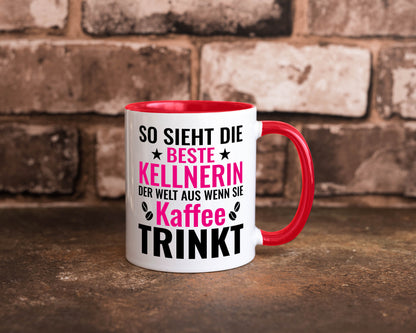Kaffee trinkt: Kellnerin | Beruf kellnern Bedienung Humor Arbeit Kollegen Büro