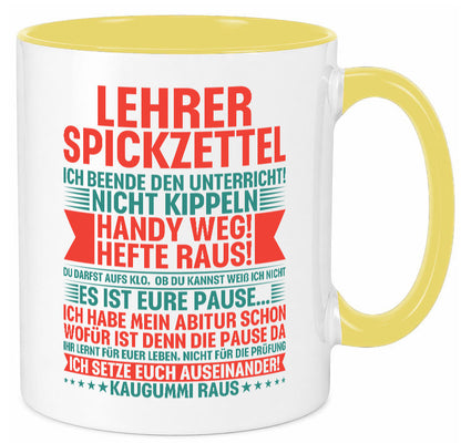 Lehrer Spickzettel | Beruf Tasse lustiger Spruch vl4 lustig Arbeit Kollegen