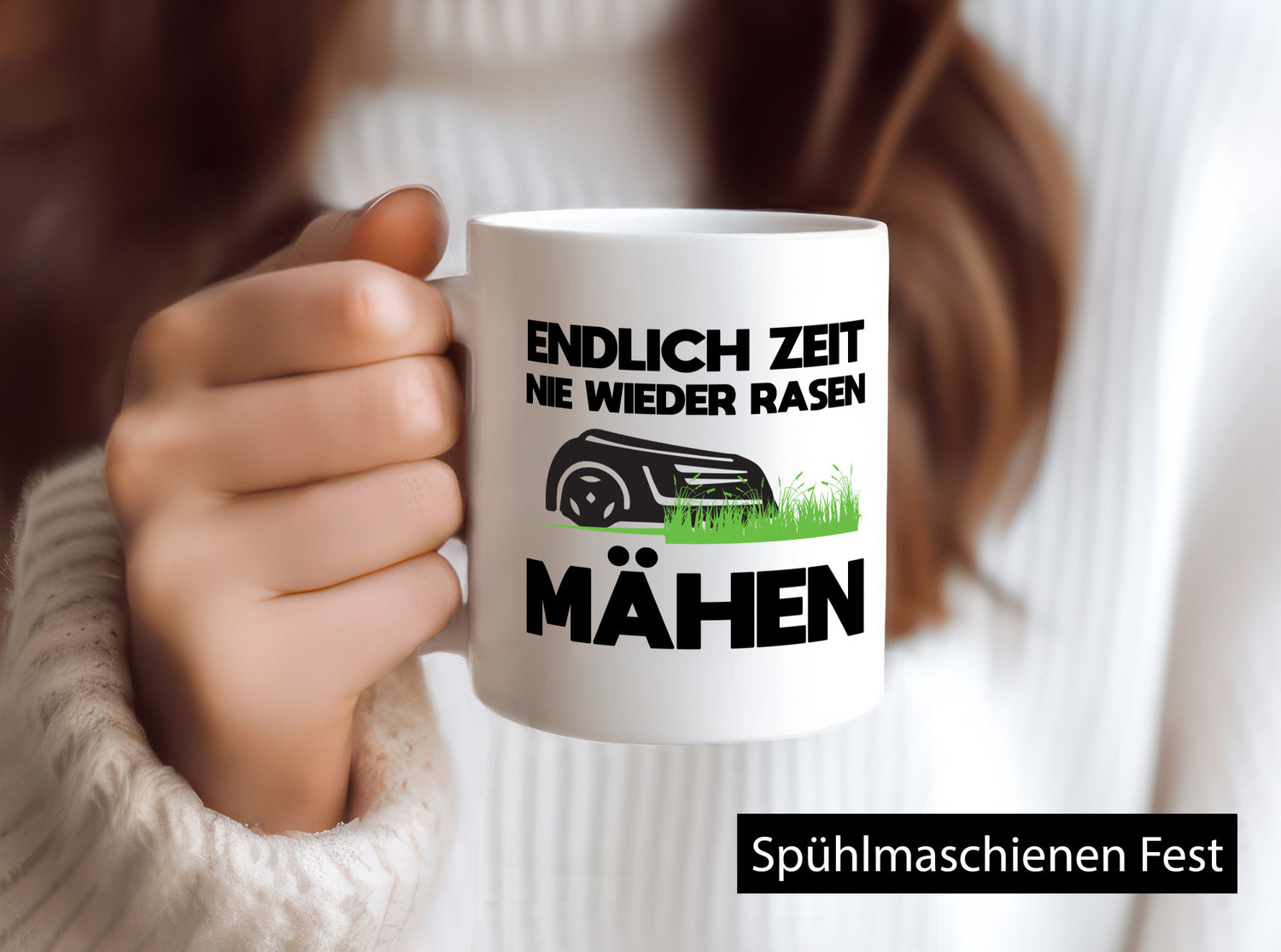 Endlich Zeit nie wieder rasen Mähen | Rasenmäher Garten Geschenkidee Humor Tasse
