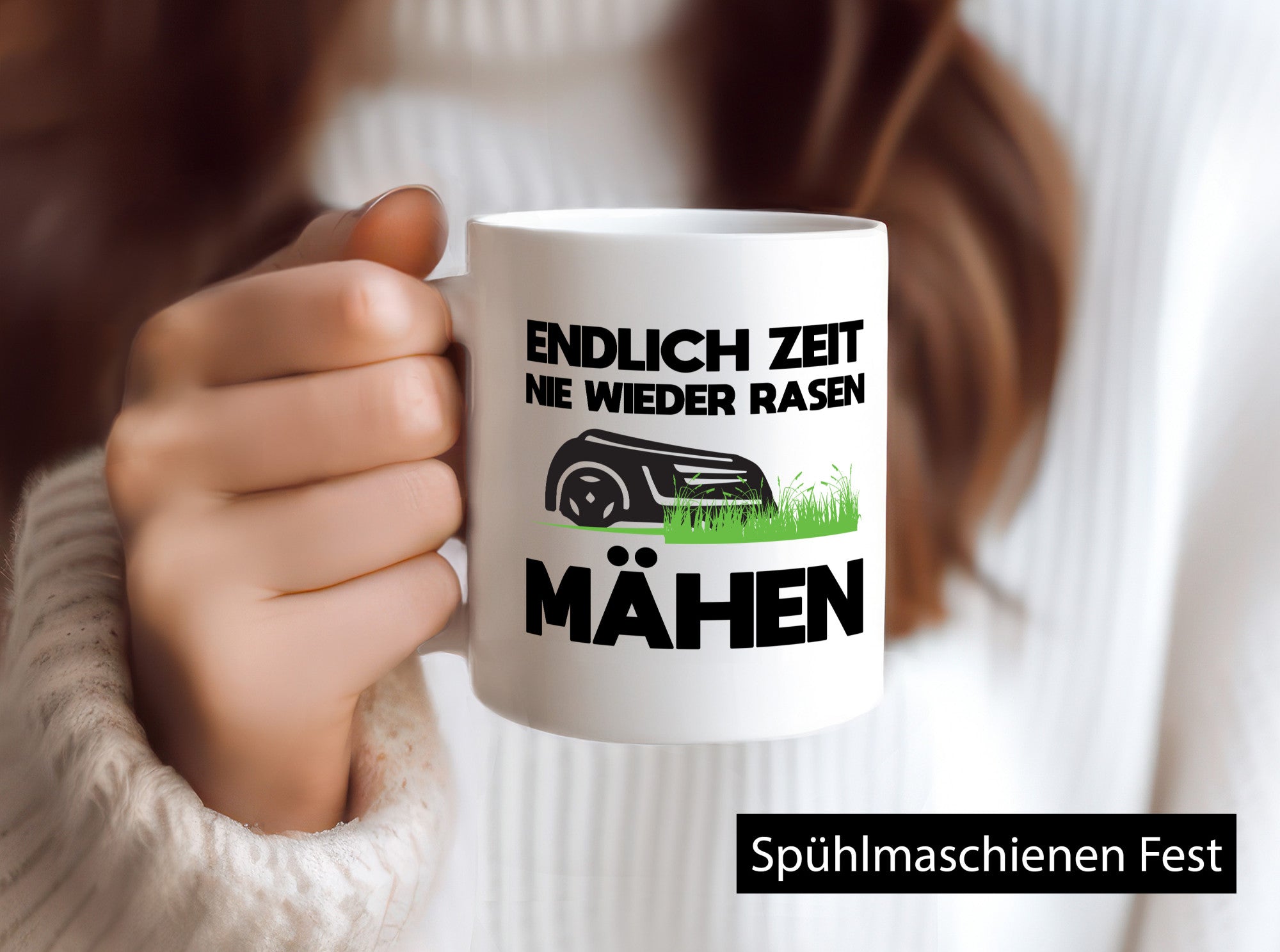 Endlich Zeit nie wieder rasen Mähen | Rasenmäher Garten Geschenkidee Humor Tasse