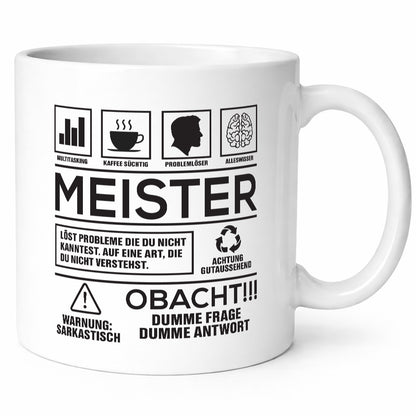Achtung Probleme Meister | Meisterbrief lustig Humor Geschenkidee Geschenk Tasse