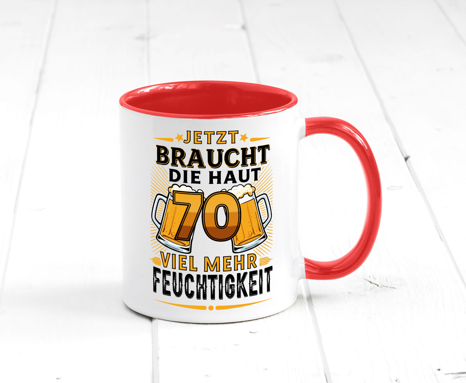 70 braucht die haut mehr Feuchtigkeit | 70. Geburtstag Humor Geschenkidee Tasse
