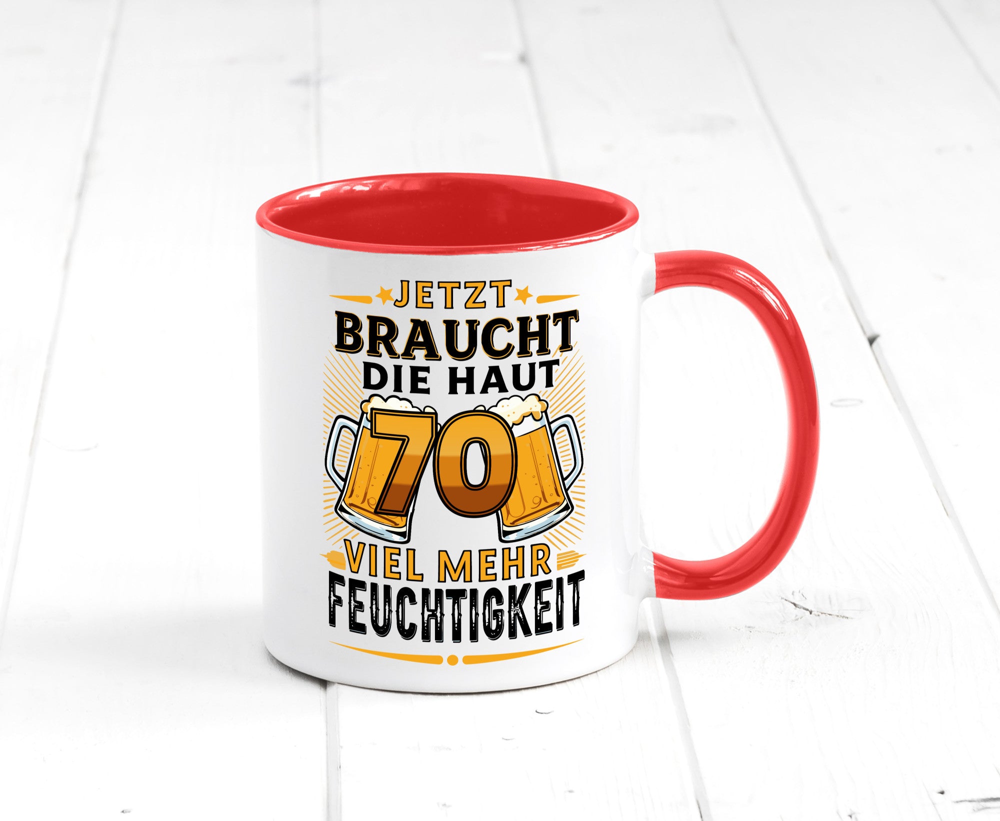 70 braucht die haut mehr Feuchtigkeit | 70. Geburtstag Humor Geschenkidee Tasse
