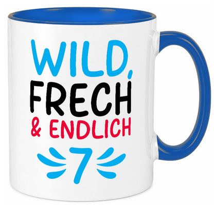 7. Geburtstag | 7 Jahre Wild &amp; Frech lustiger Spruch Geschenk Geschenkidee Tasse