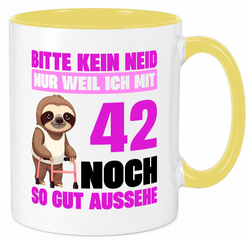 42. Geburtstag | Bitte kein neid Faultier 42 Jahre Geschenkidee Humor Tasse