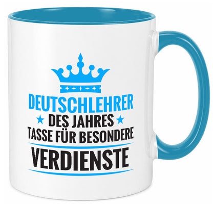 Besonderer Verdienst: Deutschlehrer | Lehrer Schule lustig Humor Geschenkidee Tasse