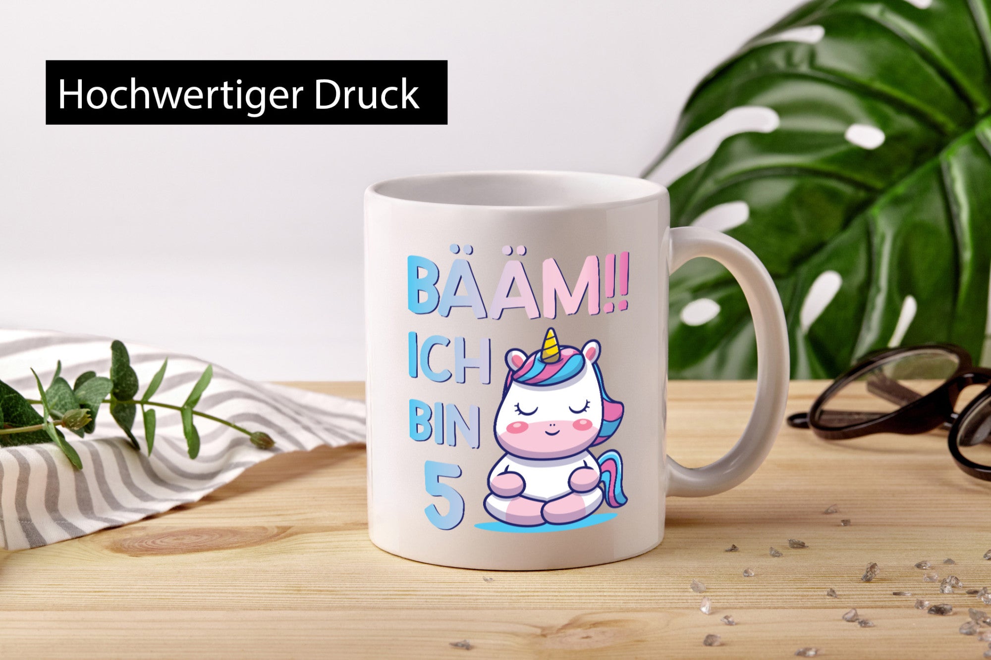 Baam!! Ich bin 5 | Einhorn Geschenkidee Humor Tasse