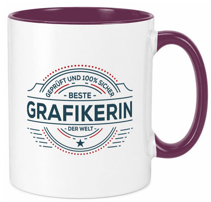 Geprüft und sicher: Grafikerin | Grafik Design Humor Geschenkidee Tasse