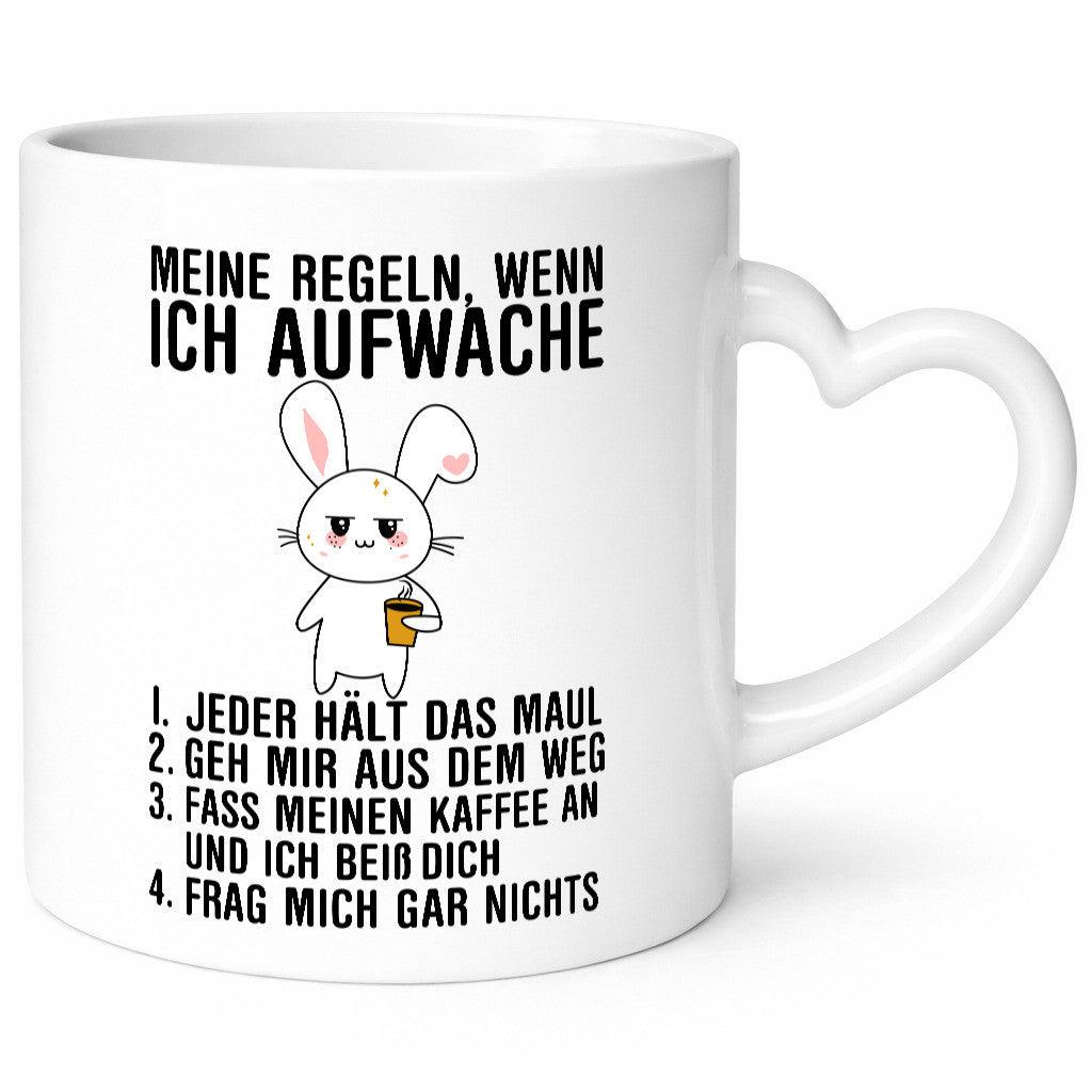 Regeln wenn ich aufwache | Morgenmuffel Hase Kaffee Geschenk Humor Geschenkidee